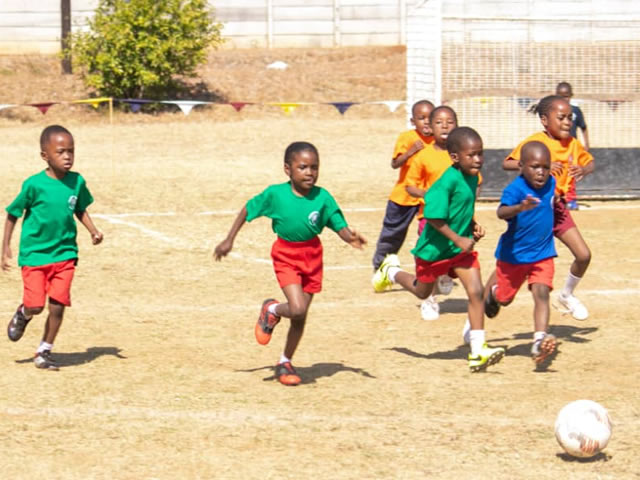 soccer on sports day at centenary primary school bulawayo zimbabwe